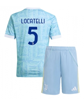 Billige Fotballdrakt Juventus Manuel Locatelli #5 Replika Bortedraktsett Barn 2025-26 Kortermet (med bukser)